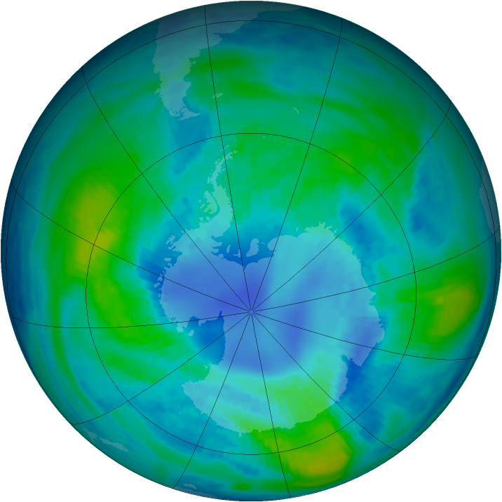 Antarctic ozone map for 10 April 1985